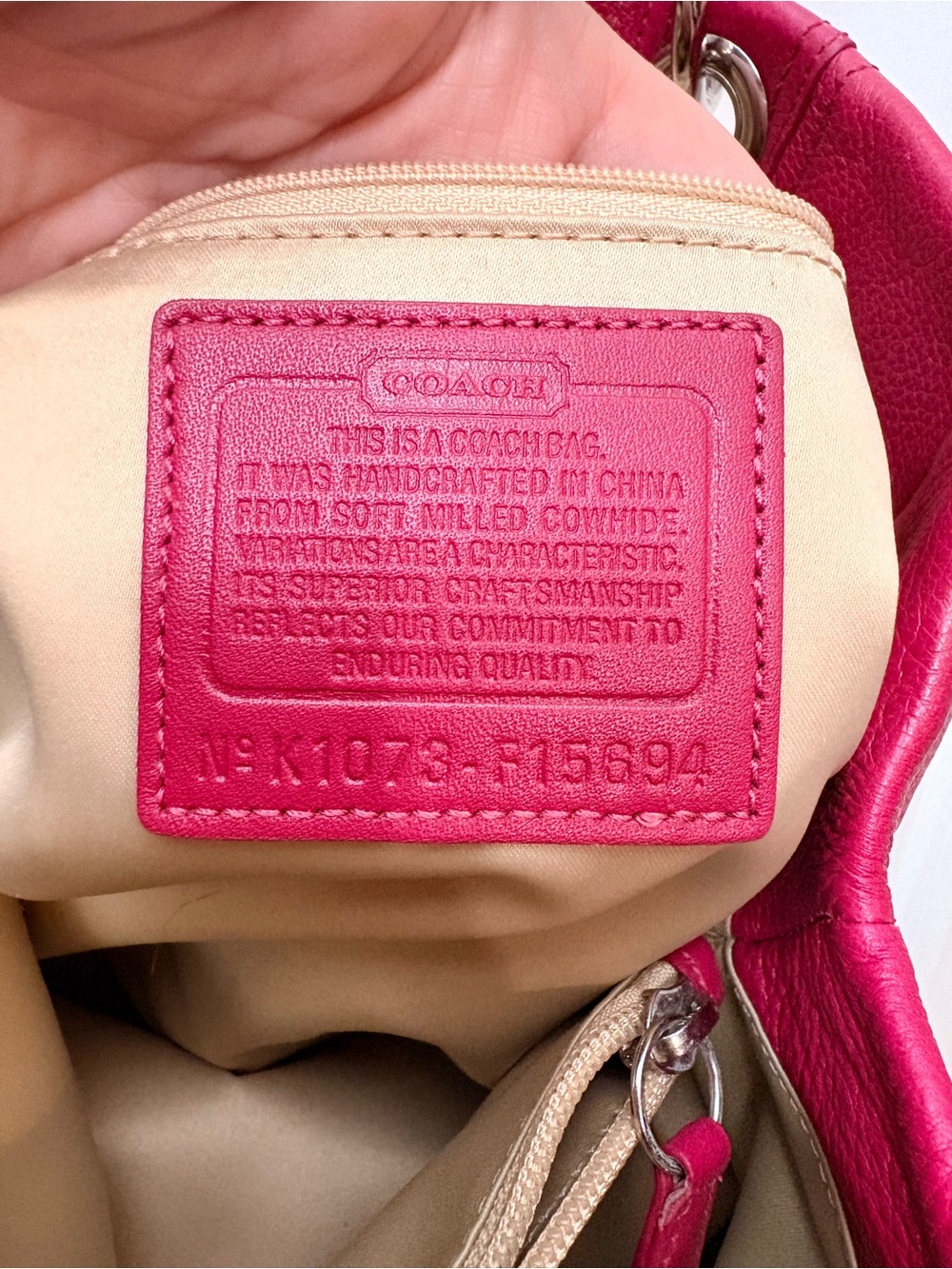 Coach Hampton Raspberry Pink Pebbled Leather Shoulder Bag - Picture 2 of 14